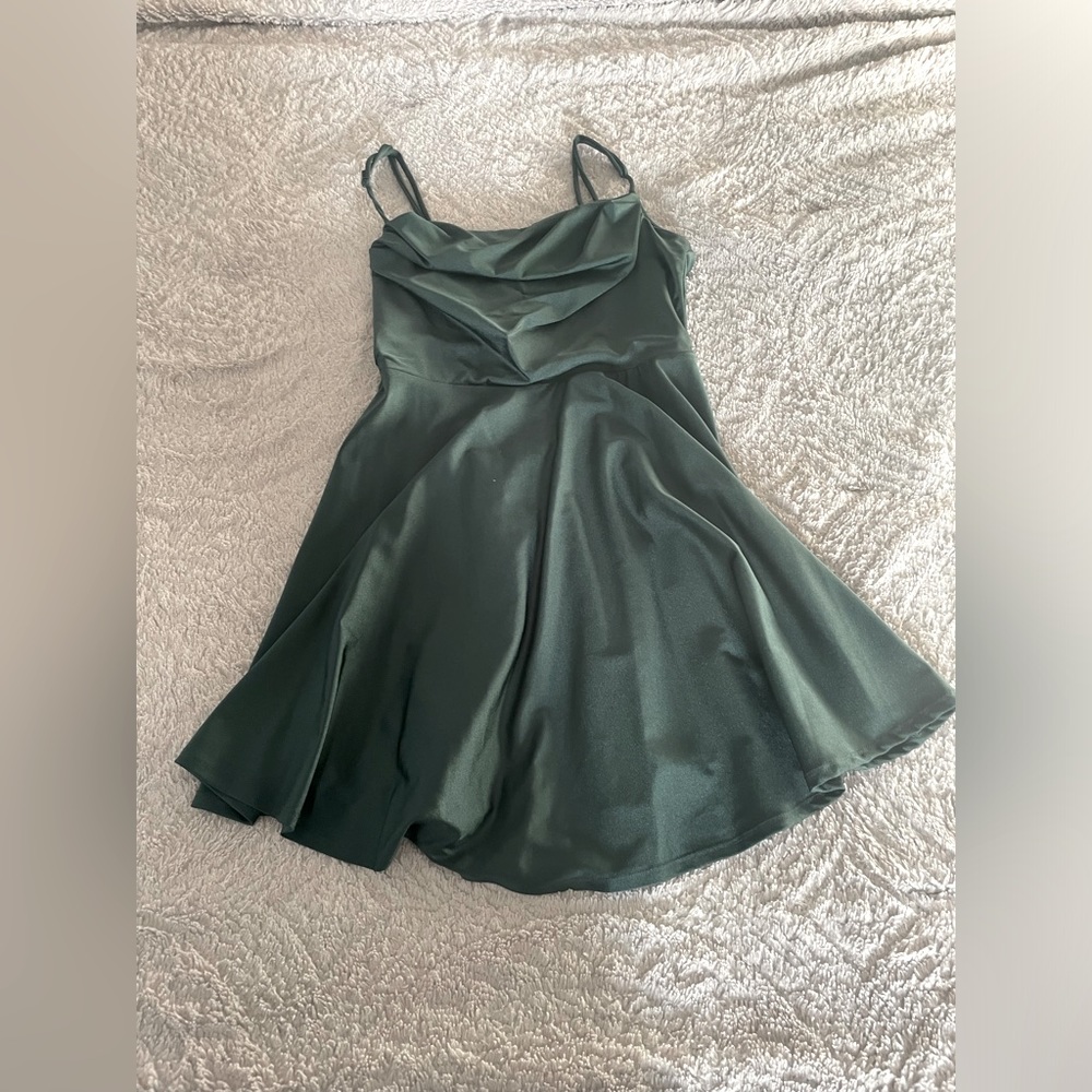 Macy’s dark green mini dress (homecoming)